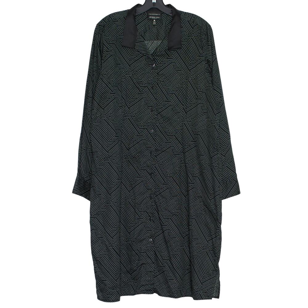 Foxcroft Shirtdress Workwear Office Button Wrinkle Free Fitted Black Plus 16